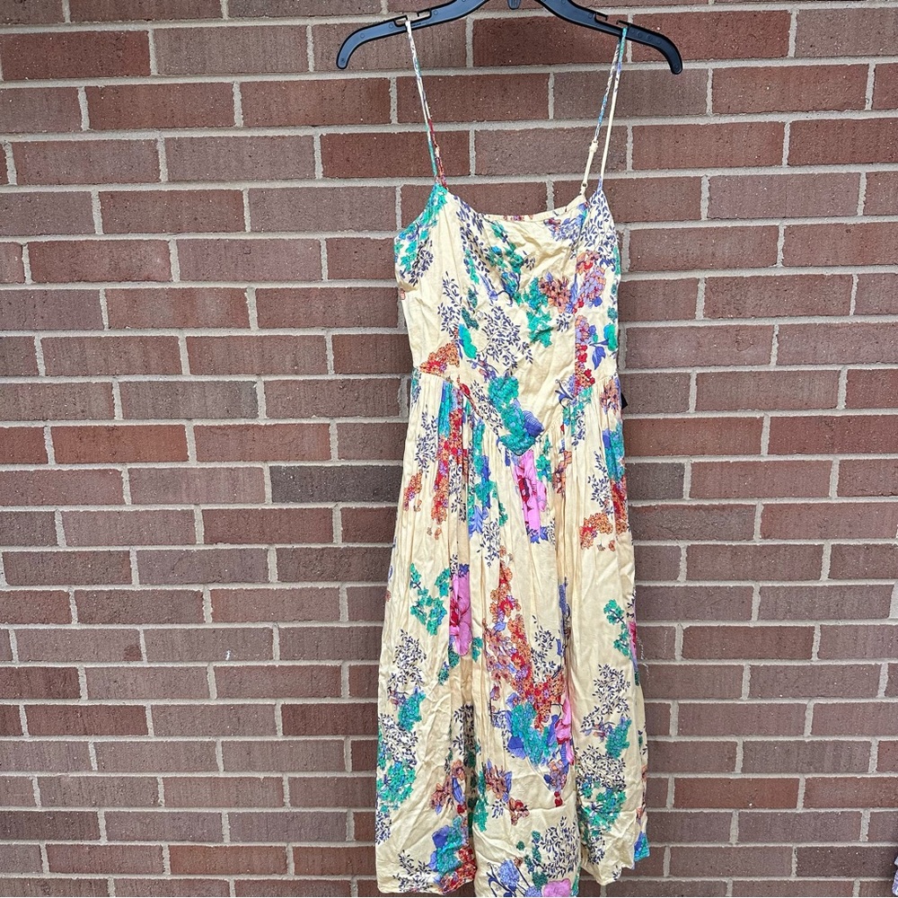 Urban Outfitters Cream Floral Midi Dress